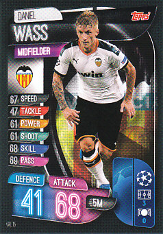 Daniel Wass Valencia CF 2019/20 Topps Match Attax CL #VAL15